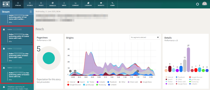 Real time UN notifications