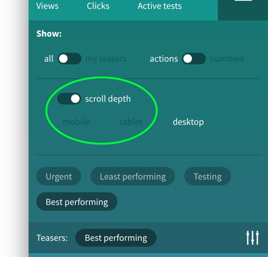 How to enable the scroll depth overlay