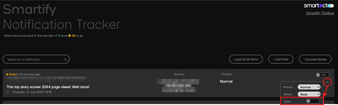 ink notifications in notification tracker